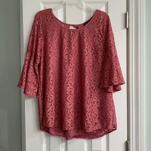Lace top with flare sleeves